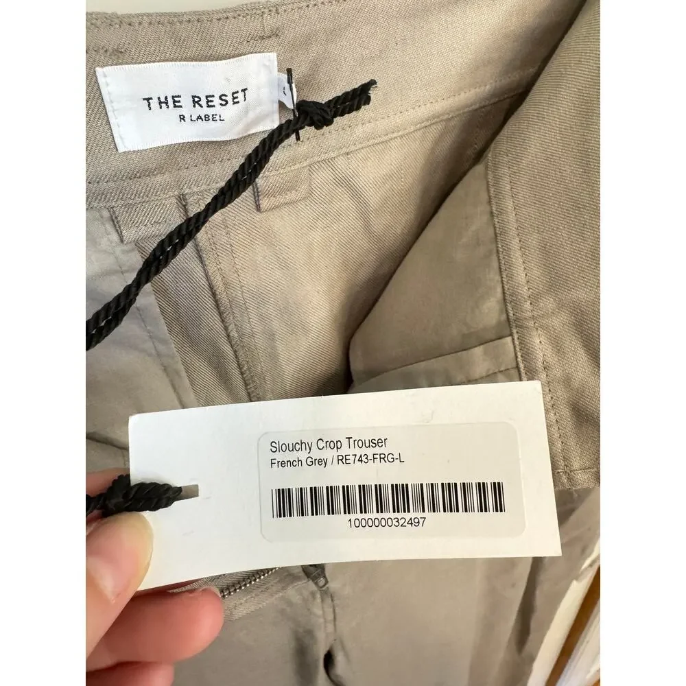 THE RESET R LABEL NWT Slouchy Trouser French Grey Size Large Office Pleated $198 - Picture 8 of 13